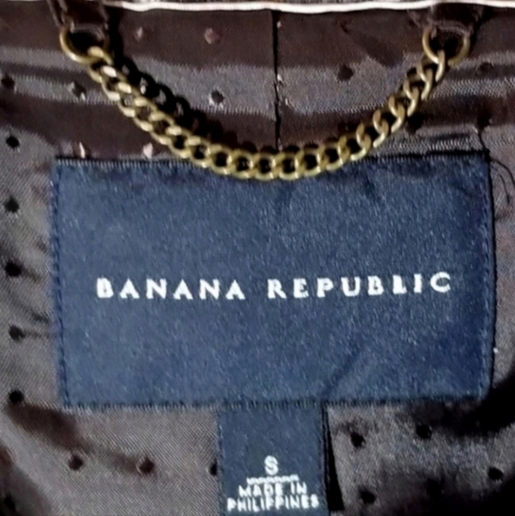 Banana Republic Jacket Houndstooth Plaid Wool Chocolate Brown Size S - Picture 11 of 13